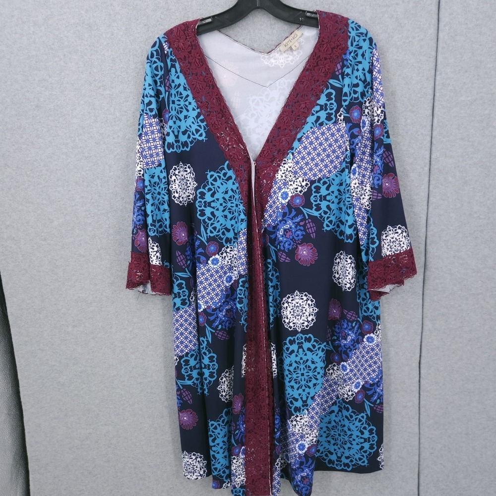 Kimi & Kai Natalie Maternity Nursing V Neck Navy Pajama Top Womens Size S